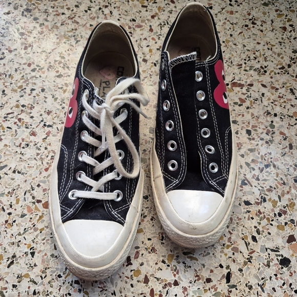 Comme Des Garcons Converse Womens 9 Black Low Top Sneakers - Picture 4 of 12